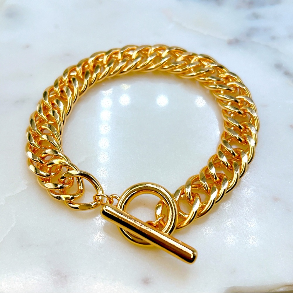 Gold plated 7” toggle chain link bracelet